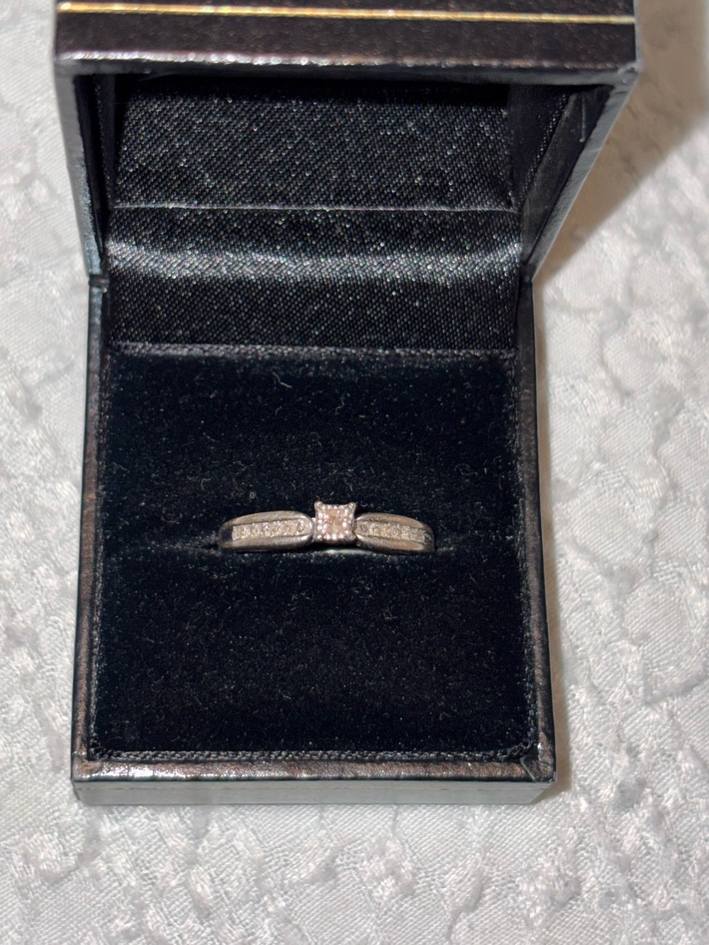 925 Sterling Silver Princess-Cut Diamond Promise Ring - Picture 2 of 4